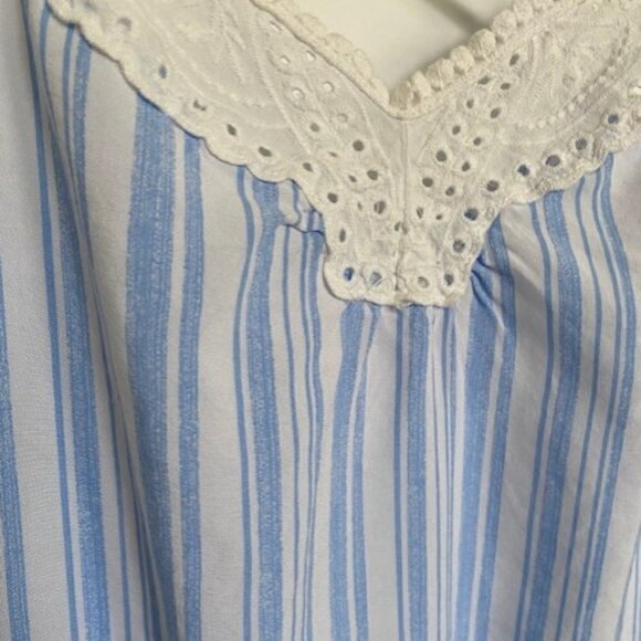 CUTE Light Blue White Striped Babydoll Nightie Slip Dress S/M - Picture 5 of 16